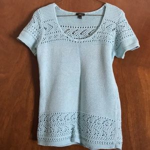 Talbots S blue knit sweater shirt
